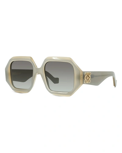 Loewe Women's Geometric Sunglasses, 54mm In Milky Light Gray/ Milky Beige/smoke Gradient
