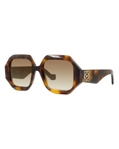 Loewe Women's Geometric Sunglasses, 54mm In Milky Tan/ Milky Dark Grey/brown
