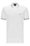 Hugo Boss - Slim Fit Polo Shirt In Stretch Piqu With Curved Logo - White