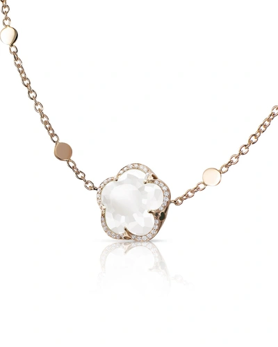 Pasquale Bruni 18k Rose Gold Milky Quartz Floral Necklace With Diamonds