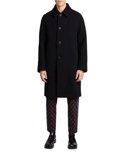 Dries Van Noten Men's Rovey Wool-blend Topcoat In Black