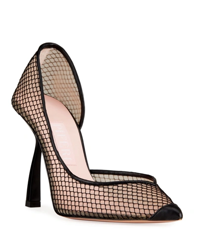 Piferi Ursula Mesh Net D'orsay High-heel Pumps In Black