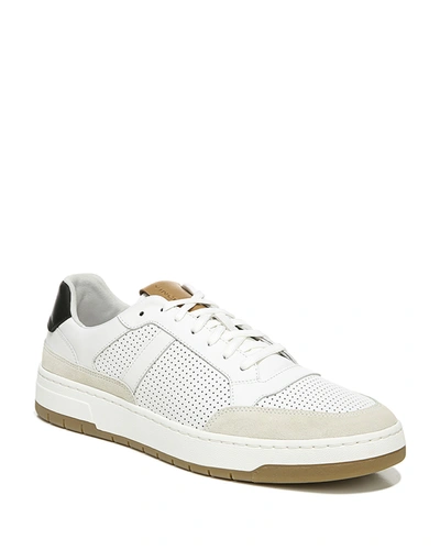 Vince Men's Mason Perforated Leather Low-top Trainers In White