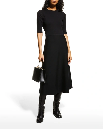 Gabriela Hearst Seymore Knit Midi Dress In Black Merino Wool Cashmere