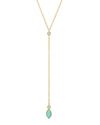Jennifer Meyer 18k Yellow Gold Diamond Bezel With Turquoise Marquise Lariat Necklace