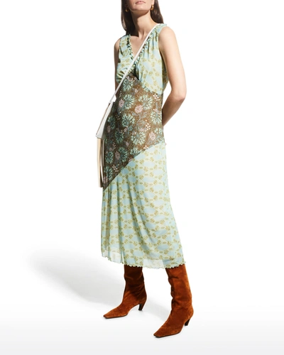 anna sui green dress Anna Sui 2000s Teal Handkerchief Midi Dress – Vintage by Misty