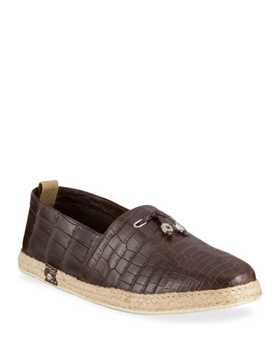 Stefano Ricci Men's Crocodile Leather Espadrille Loafers In Brown