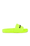 Balenciaga Logo-detailed Rubber Slides In Fluo Yellow