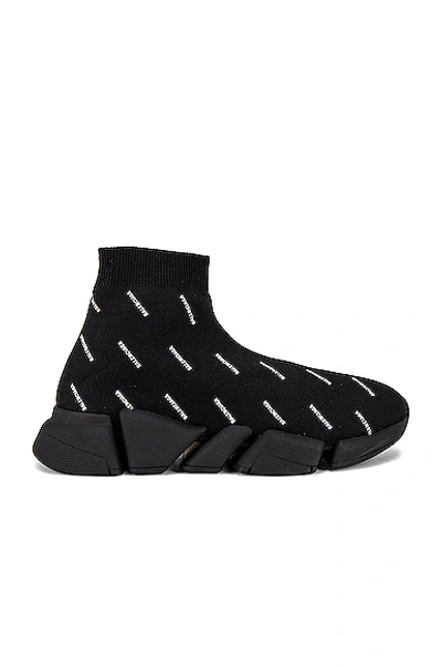 Balenciaga Speed 2.0 Logo-print Stretch-knit Slip-on Sneakers In Nero