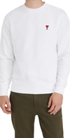 Ami Alexandre Mattiussi Ami Logo Embroidered Crewneck Sweatshirt In Blanc