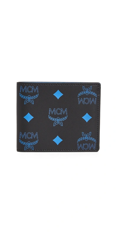 Mcm Bi-fold Monogram Print Wallet In Black