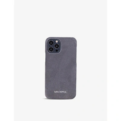 Mintapple Grey Branded Suede Iphone 12 Pro Case