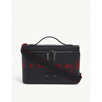Christian Louboutin Walk A Mile In My Shoes Kypipouch Zipped Leather Vanity Case In Black-loubi/gun Met