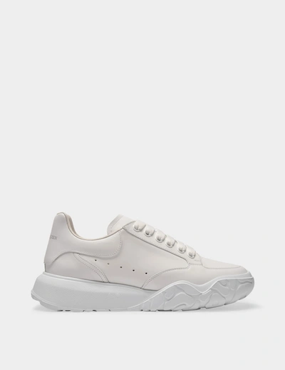 Alexander Mcqueen 45mm Court Leather Sneakers In White