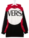 VERSACE TEEN GRECA-TRIM LOGO-PRINT SWEATSHIRT DRESS