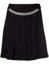 Giuseppe Di Morabito Pleated Wool Flannel Mini Skirt W/chain In Black