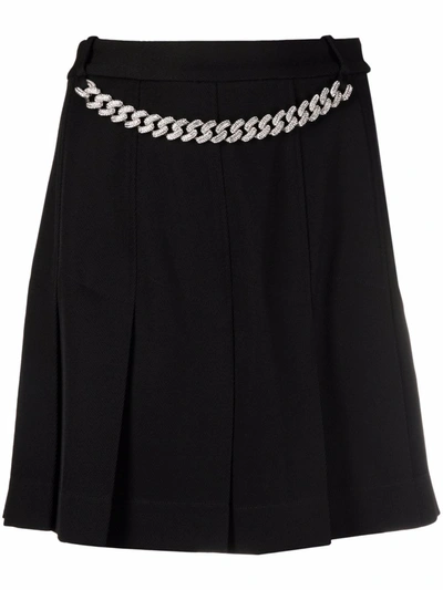 Giuseppe Di Morabito Pleated Wool Flannel Mini Skirt W/chain In Black
