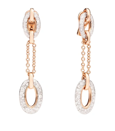 Pomellato Rose Gold And Diamond Tango Pendant Earrings In White