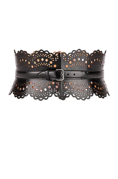 Alaïa Perforated Corset Belt In Noir