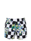 OFF-WHITE CHECK FLOWERS SWIMSHORTS,OMFA003S21FAB002 8400