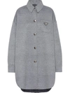Prada Cashgora Piuma Oversize Button-front Coat In Grau