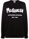 Alexander Mcqueen Sweatshirt With Graffiti Logo Print In Schwarz