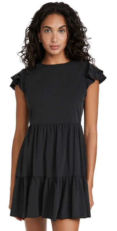 Alice And Olivia Demi Flutter-sleeve Babydoll Dress In Black