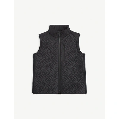 Burberry Boys Black Kids Giaden Monogram-quilted Satin Gilet 3-14 Years 14 Years