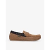 Barbour Mens Tan Porterfield Checked-trim Suede And Cotton Slippers 7 In Tan