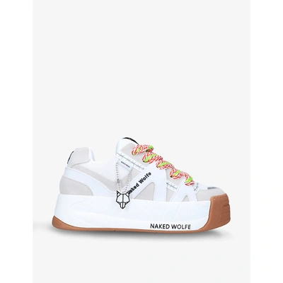 Naked Wolfe Slide Platform Trainers In White/comb