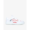 Valentino Vltn Low Top Sneakers In White Leather In White/red
