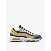 Nike Air Max 95 Panelled Textile And Leather Trainers In Navy White Gold Grey Bla