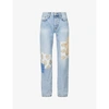 ACNE STUDIOS WOMENS LIGHT BLUE UPCYCLED PARI HIGH-RISE REGULAR-FIT STRAIGHT UPCYCLED-DENIM JEANS 6,R03788293