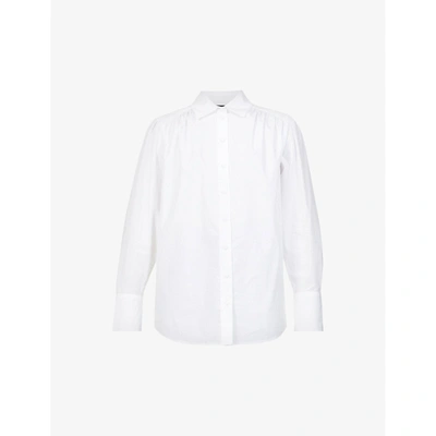 The Kooples Womens Whi01 Loose-fit Cotton-poplin Shirt Xs In White