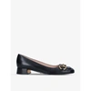 GUCCI WOMENS BLACK HORSEBIT-EMBELLISHED LEATHER HEELED BALLET COURTS 4,R03778506