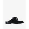 LOEWE LACE-UP BACKLESS LEATHER AND SUEDE MULES,R03742632