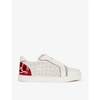 Christian Louboutin Fun Vieira Printed Pvc-trimmed Perforated Leather Sneakers In Bianco/loubi