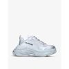 Balenciaga Triple S Logo-embroidered Metallic Leather And Mesh Sneakers In Silver