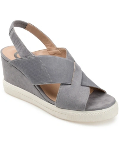 Journee Collection Collection Women's Ronnie Wedge Sandal In Gray
