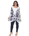 White Mark Plus Yanette Tunic Top In White Navy