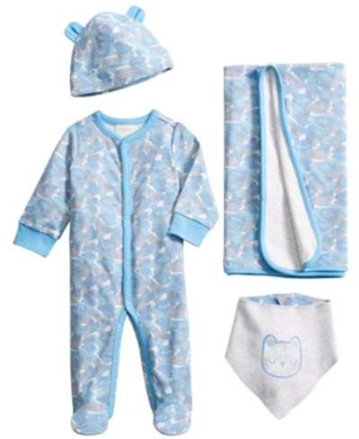 First Impressions Kids' Baby Boys Bear Camo Gift Set, Created For Macy's In Cali Blue