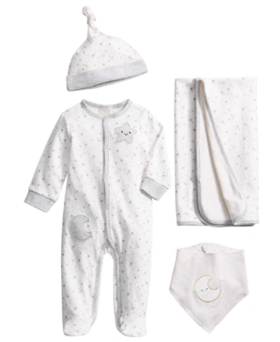 First Impressions Baby 4-pc. Cotton Starry Gift Set, Created For Macy's In Angel White