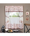 ACHIM CAPPUCCINO EMBELLISHED COTTAGE WINDOW CURTAIN SET, 58X24