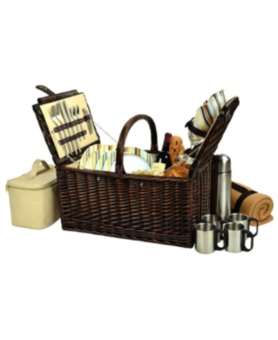 PICNIC AT ASCOT BUCKINGHAM WILLOW PICNIC, COFFEE BASKET FOR 4 WITH BLANKET