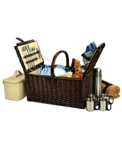 PICNIC AT ASCOT BUCKINGHAM WILLOW PICNIC, COFFEE BASKET FOR 4 WITH BLANKET