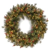 National Tree Company 48" Wintry Pine Wreath With 200 Clear Lights In Green