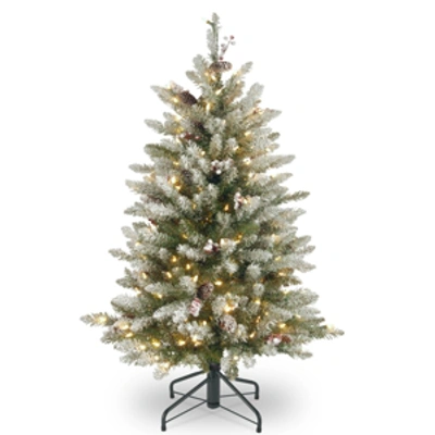 National Tree Company National Tree 4 .5' Dunhill Fir Tree With Snow, Red Berries, Cones & 450 Clear Lights In Green