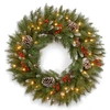 National Tree Company 30" Frosted Berry Wreath With 100 Clear Lights In Green