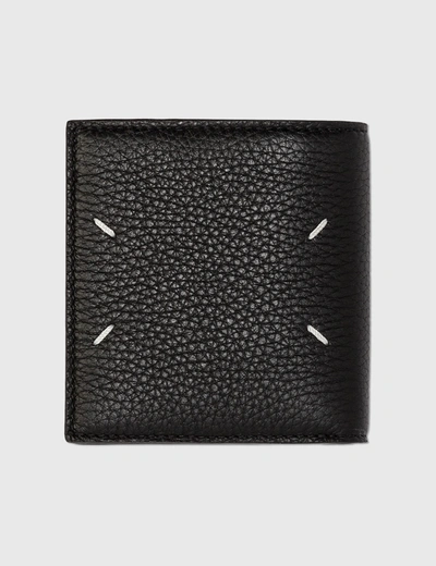 Maison Margiela Folded Grain Leather Zip Wallet In Black