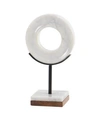 COSMOLIVING NATURAL WOOD AND MARBLE MODERN SCULPTURE TABLE DECOR